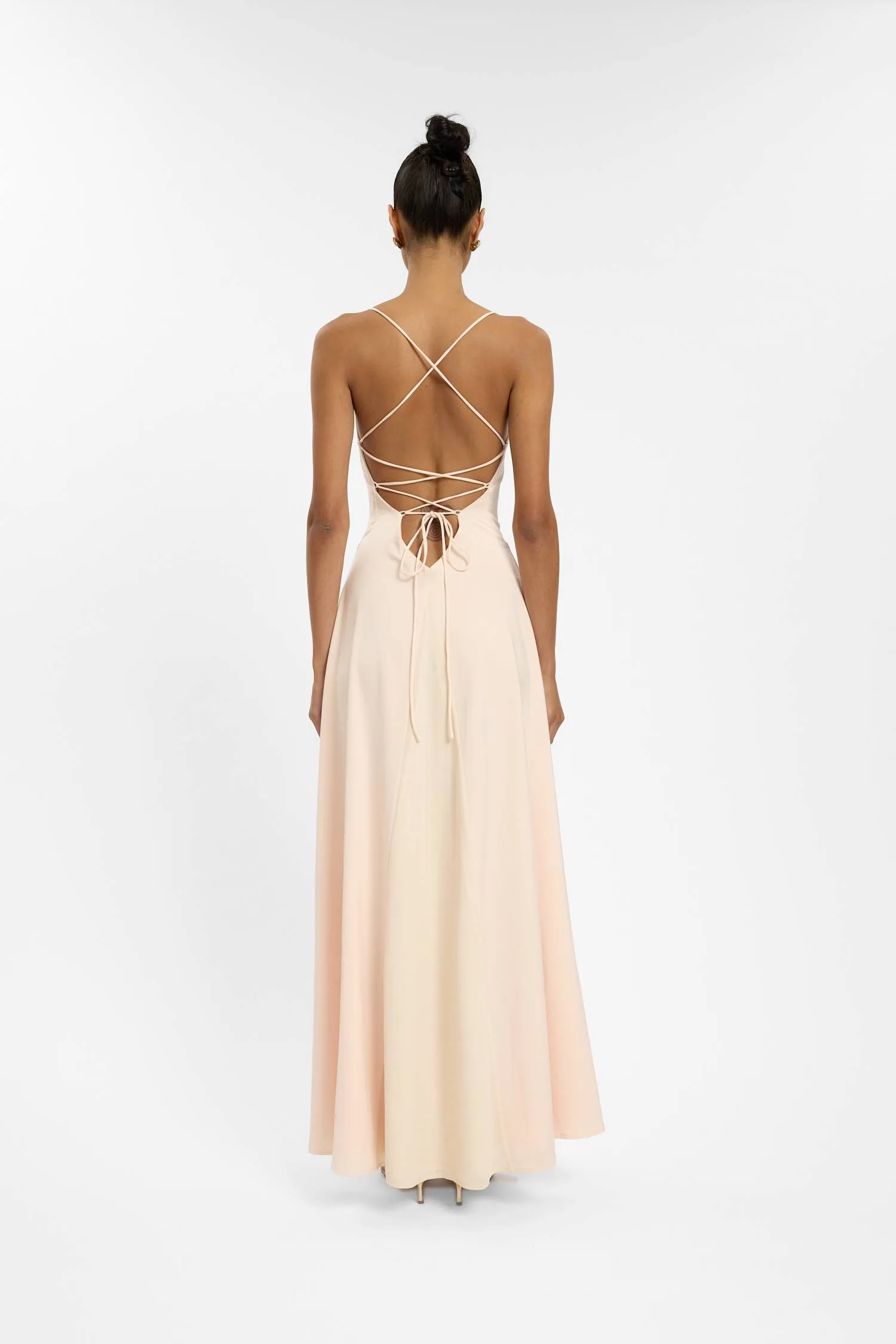 Frill Backless Maxi Dress | Blush Satin sold by With Harper Lu product image thumbnail 2