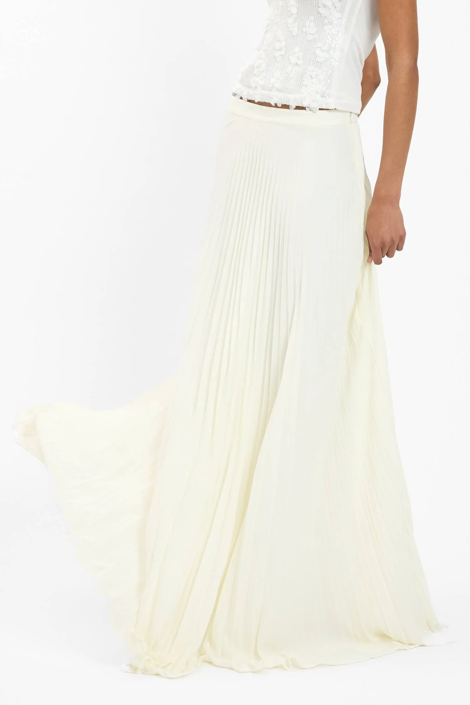 Sunray Pleat Maxi Skirt | Ivory sold by With Harper Lu product image thumbnail 3