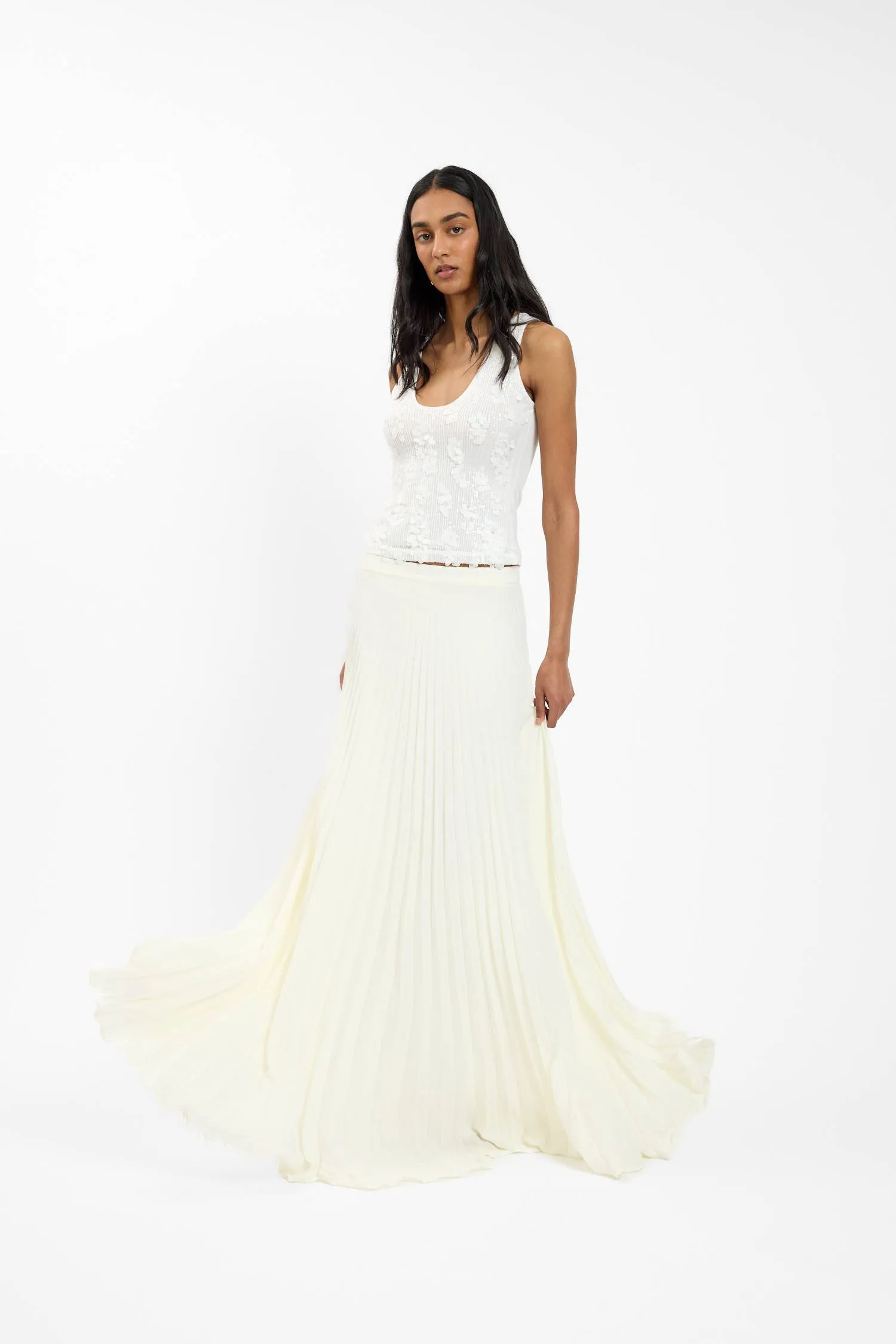 Sunray Pleat Maxi Skirt | Ivory sold by With Harper Lu product image thumbnail 5