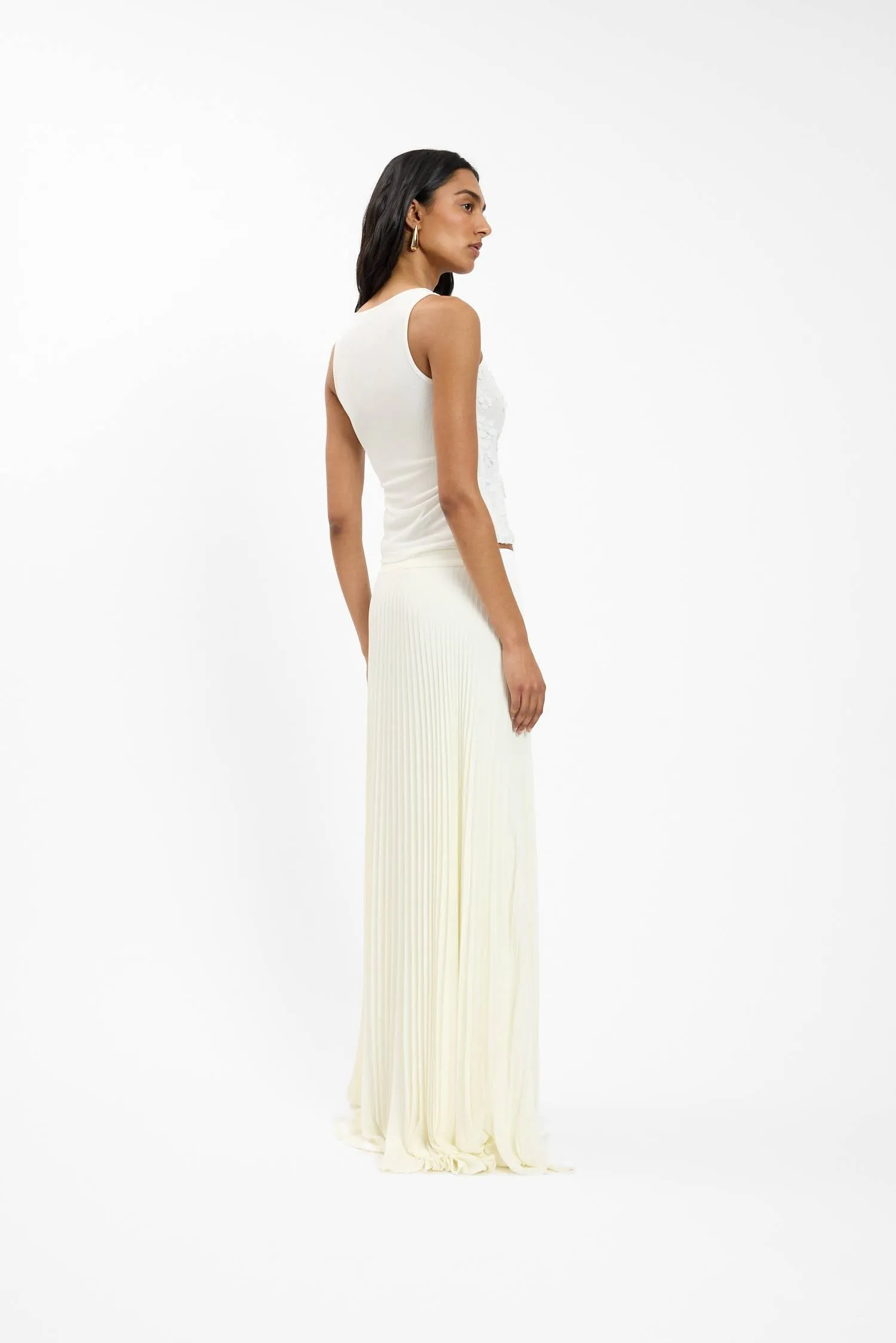 Sunray Pleat Maxi Skirt | Ivory sold by With Harper Lu product image thumbnail 4