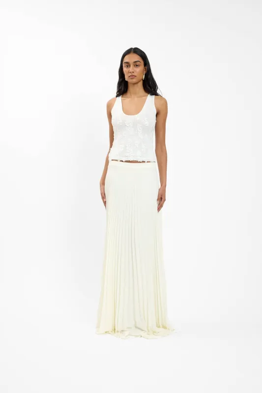 Sunray Pleat Maxi Skirt | Ivory sold by With Harper Lu