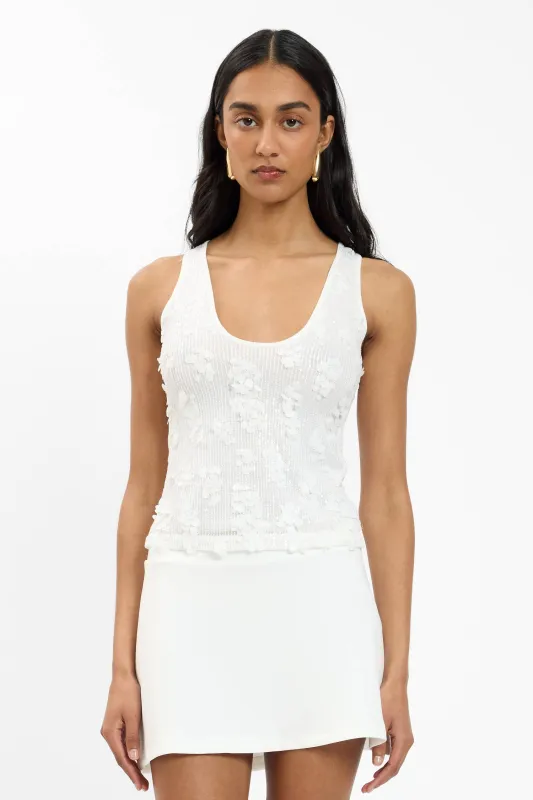 Tank Top Mesh | White Sequin made by With Harper Lu