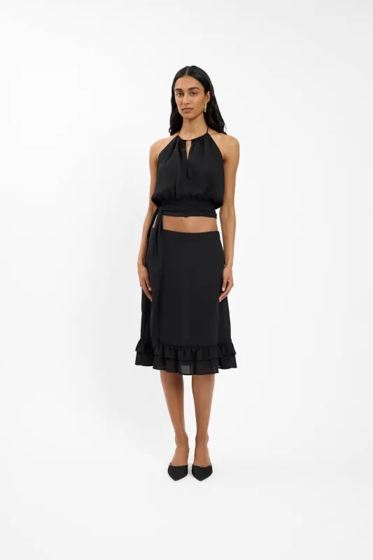 Frill Midi Skirt | Black sold by With Harper Lu