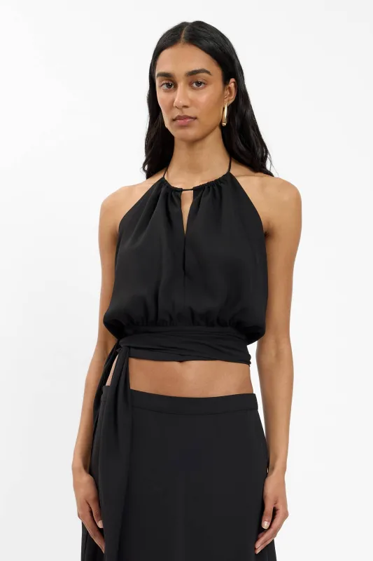 Draped Halter Top | Black sold by With Harper Lu