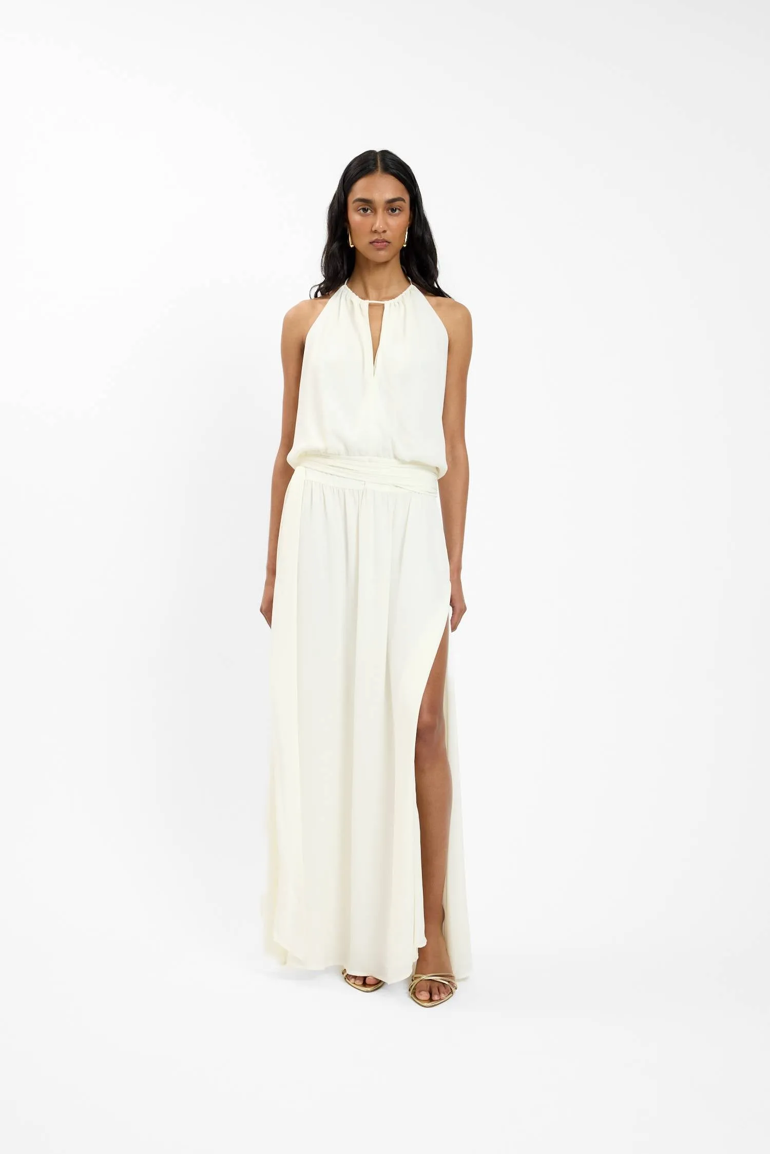 Draped Backless Gown | White sold by With Harper Lu