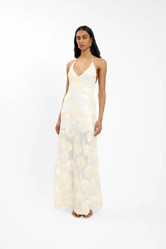 Embellished Halter Maxi Dress | Ivory sold by With Harper Lu
