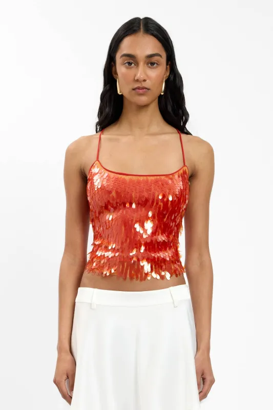 Backless Top | Burnt Orange Sequin made by With Harper Lu