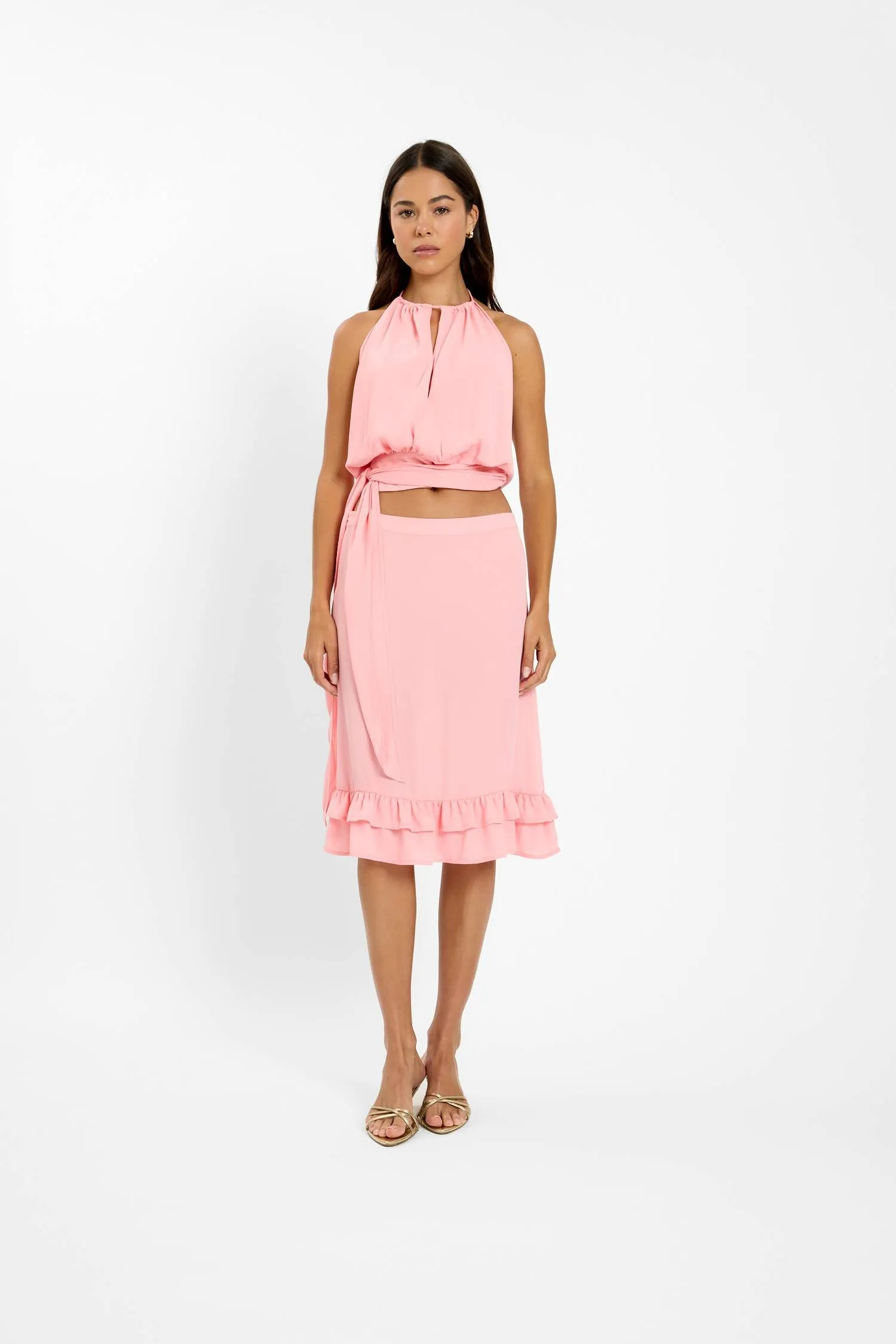 Draped Halter Top | Coral sold by With Harper Lu product image thumbnail 2