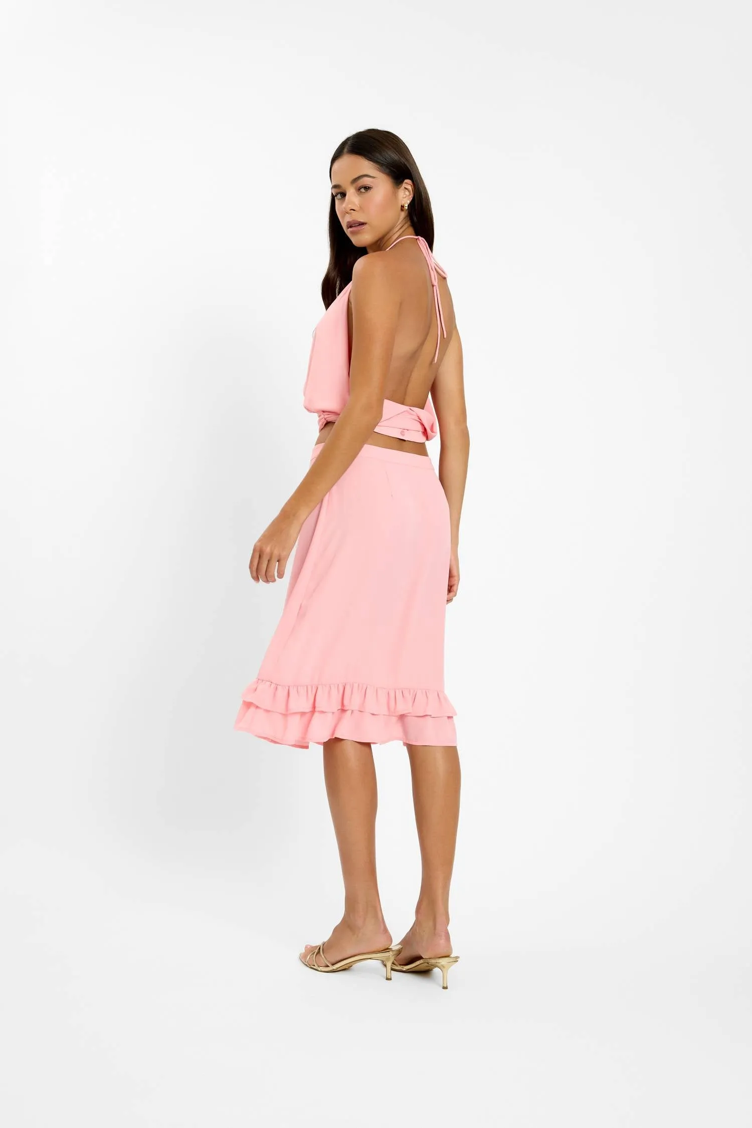 Draped Halter Top | Coral sold by With Harper Lu product image thumbnail 5