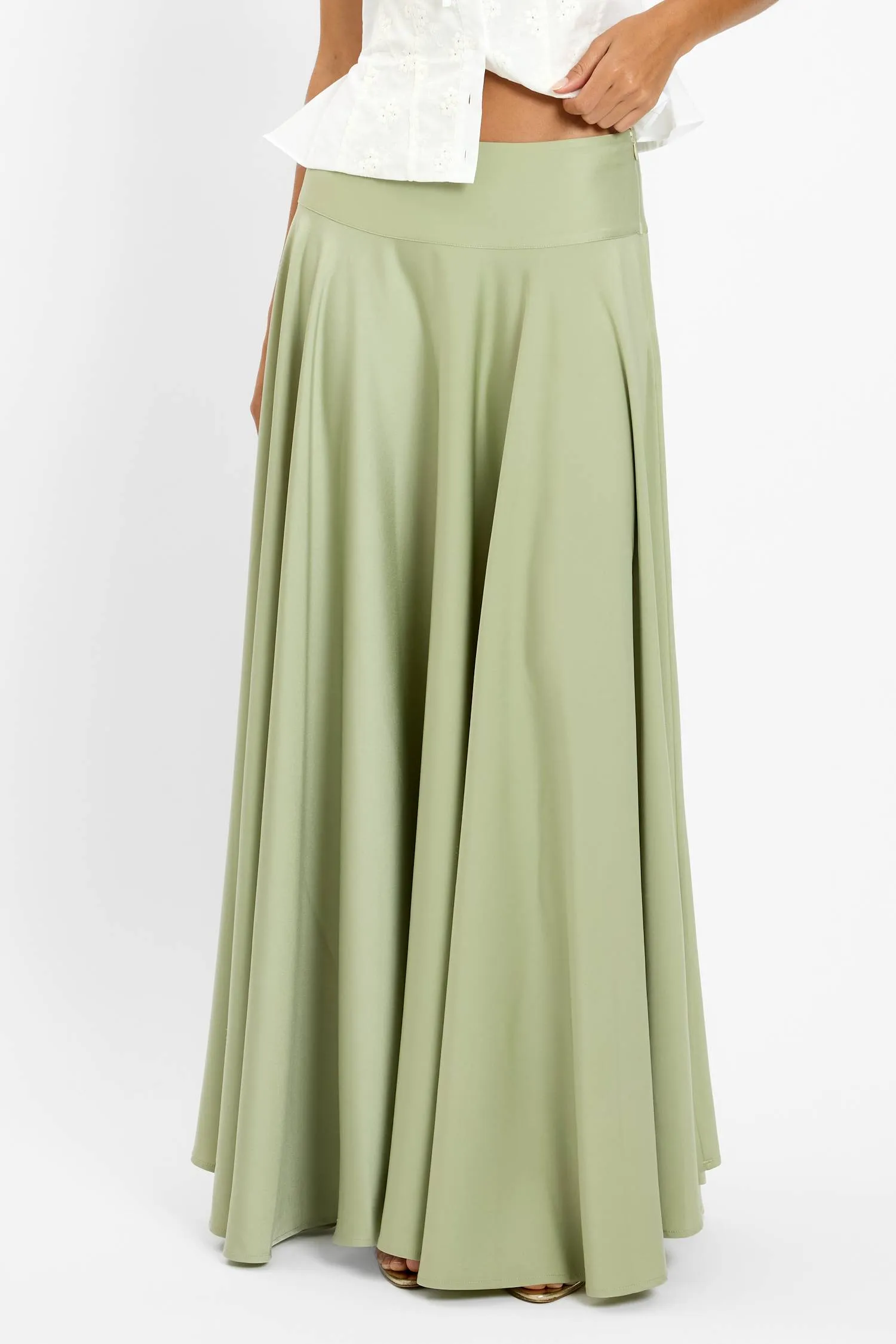 Basque Full Skirt | Pistachio Green sold by With Harper Lu product image thumbnail 5