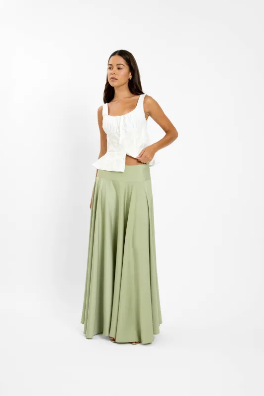 Basque Full Skirt | Pistachio Green made by With Harper Lu