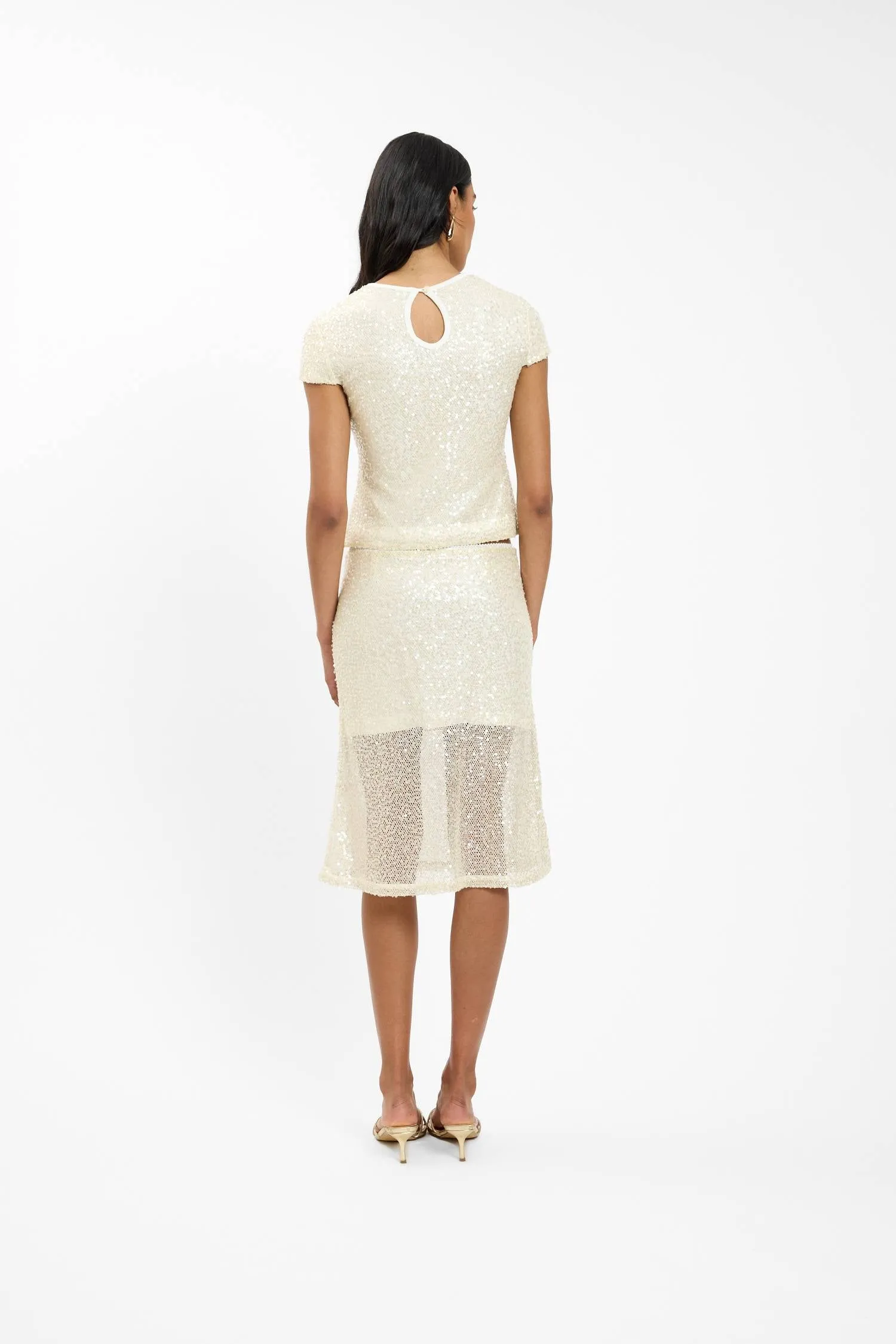 Midi Skirt | Mesh Ivory Sequin sold by With Harper Lu product image thumbnail 2