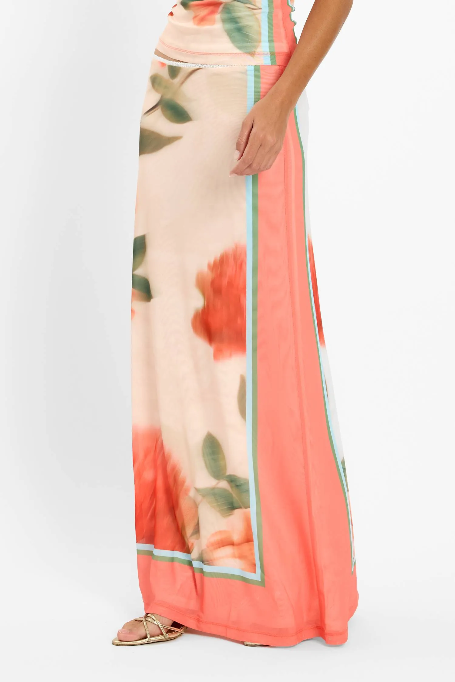 Maxi Skirt | Mesh Peach Floral sold by With Harper Lu product image thumbnail 5