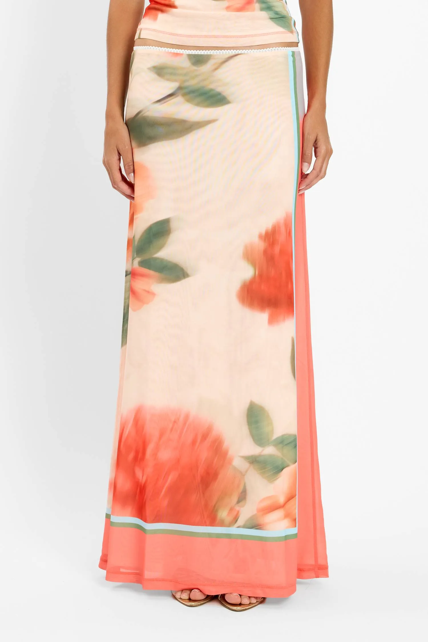 Maxi Skirt | Mesh Peach Floral sold by With Harper Lu product image thumbnail 3