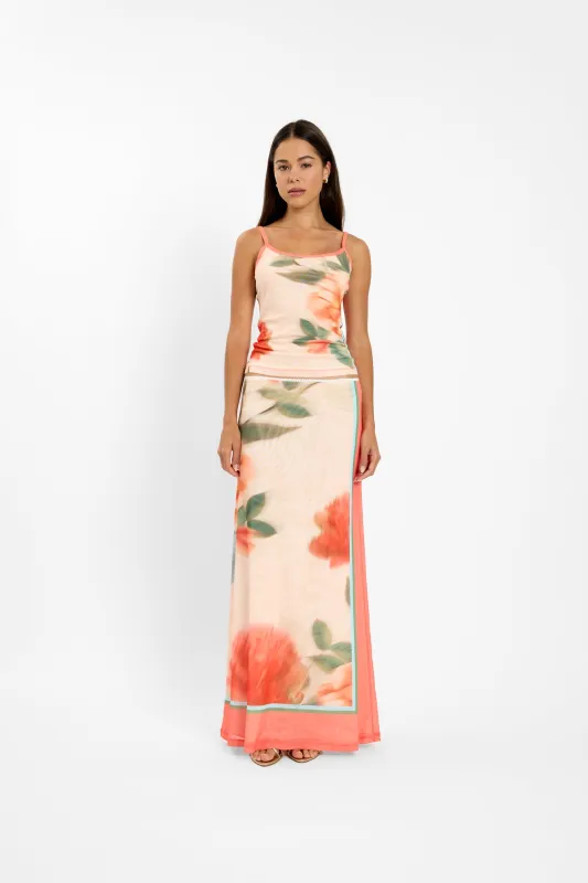 Maxi Skirt | Mesh Peach Floral made by With Harper Lu