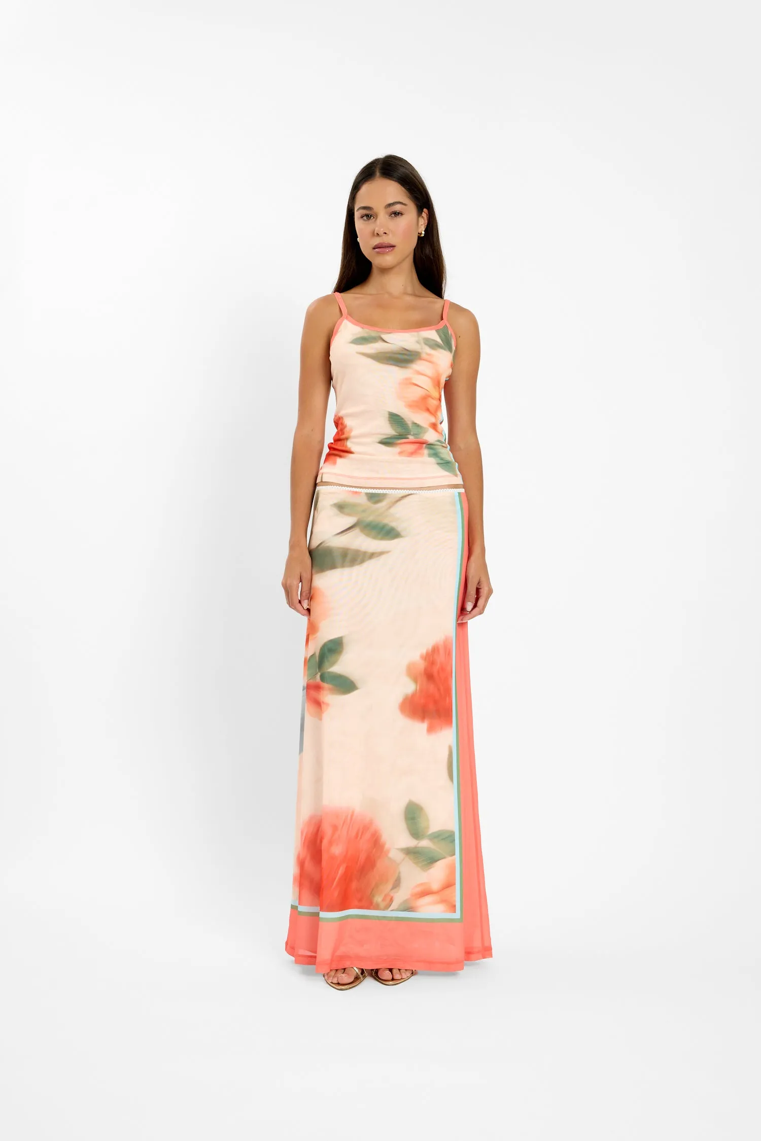 Maxi Skirt | Mesh Peach Floral sold by With Harper Lu