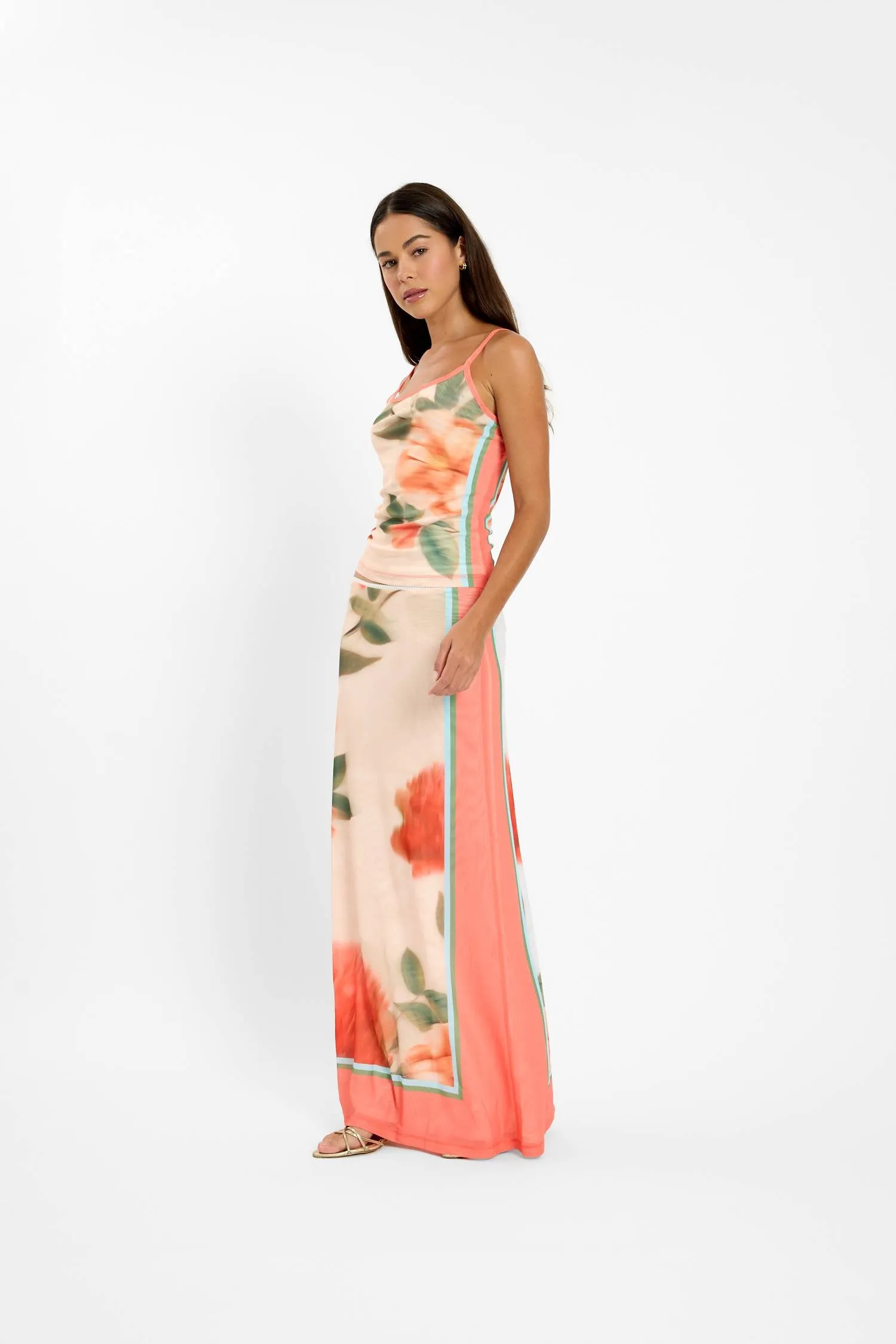Maxi Skirt | Mesh Peach Floral sold by With Harper Lu product image thumbnail 4