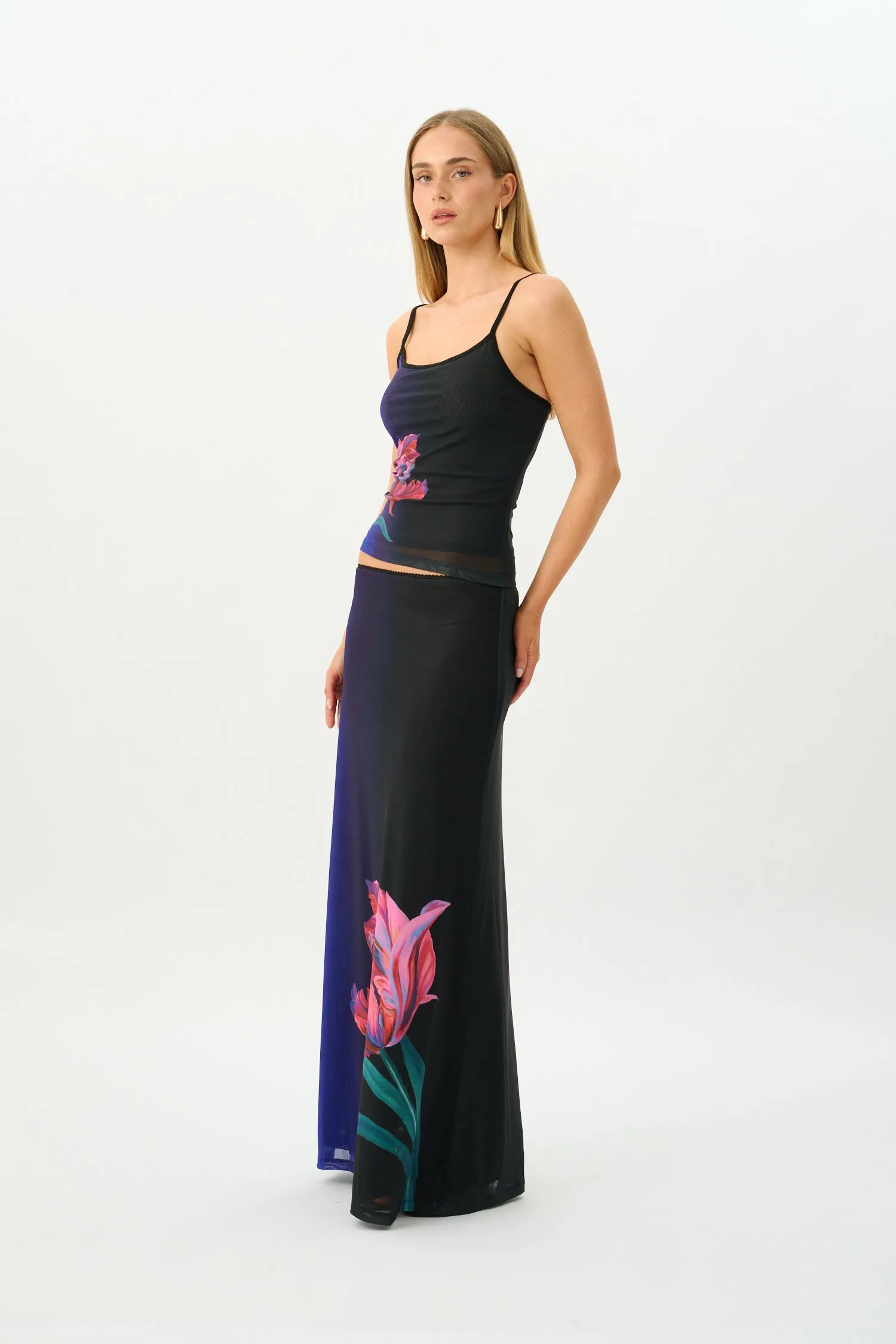 Maxi Skirt | Mesh Cobalt Floral sold by With Harper Lu product image thumbnail 4