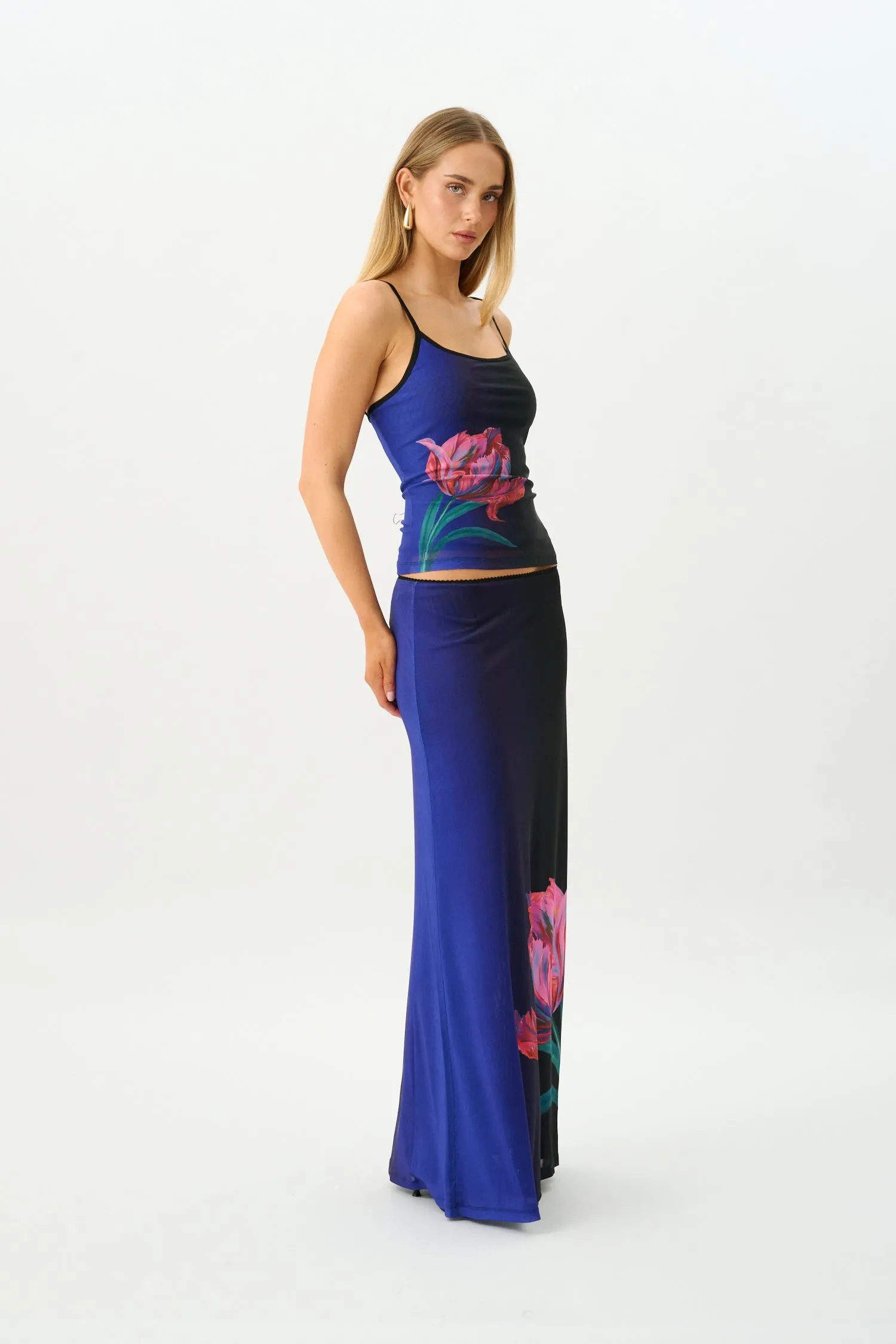 Maxi Skirt | Mesh Cobalt Floral sold by With Harper Lu product image thumbnail 5