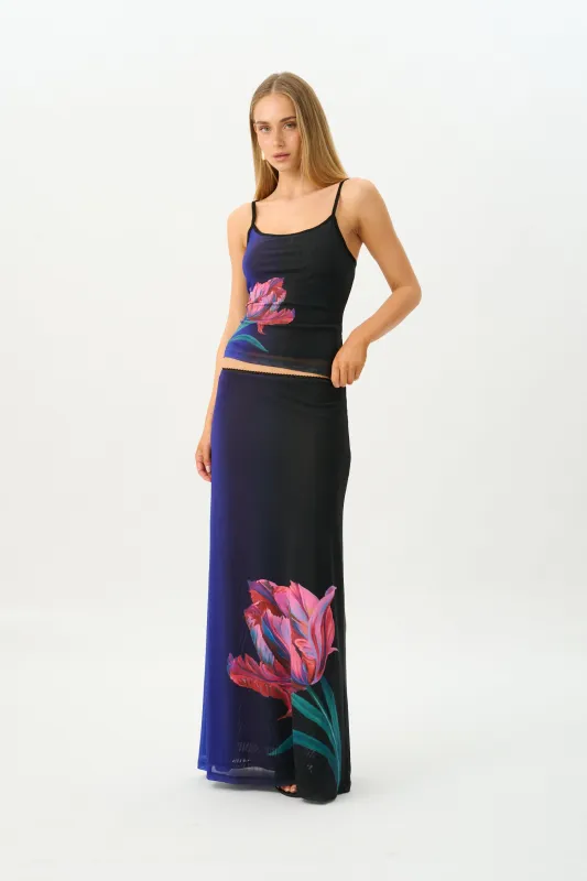 Maxi Skirt | Mesh Cobalt Floral made by With Harper Lu