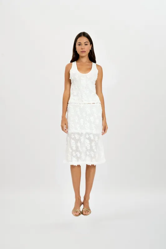 Midi Skirt | White Sequin made by With Harper Lu