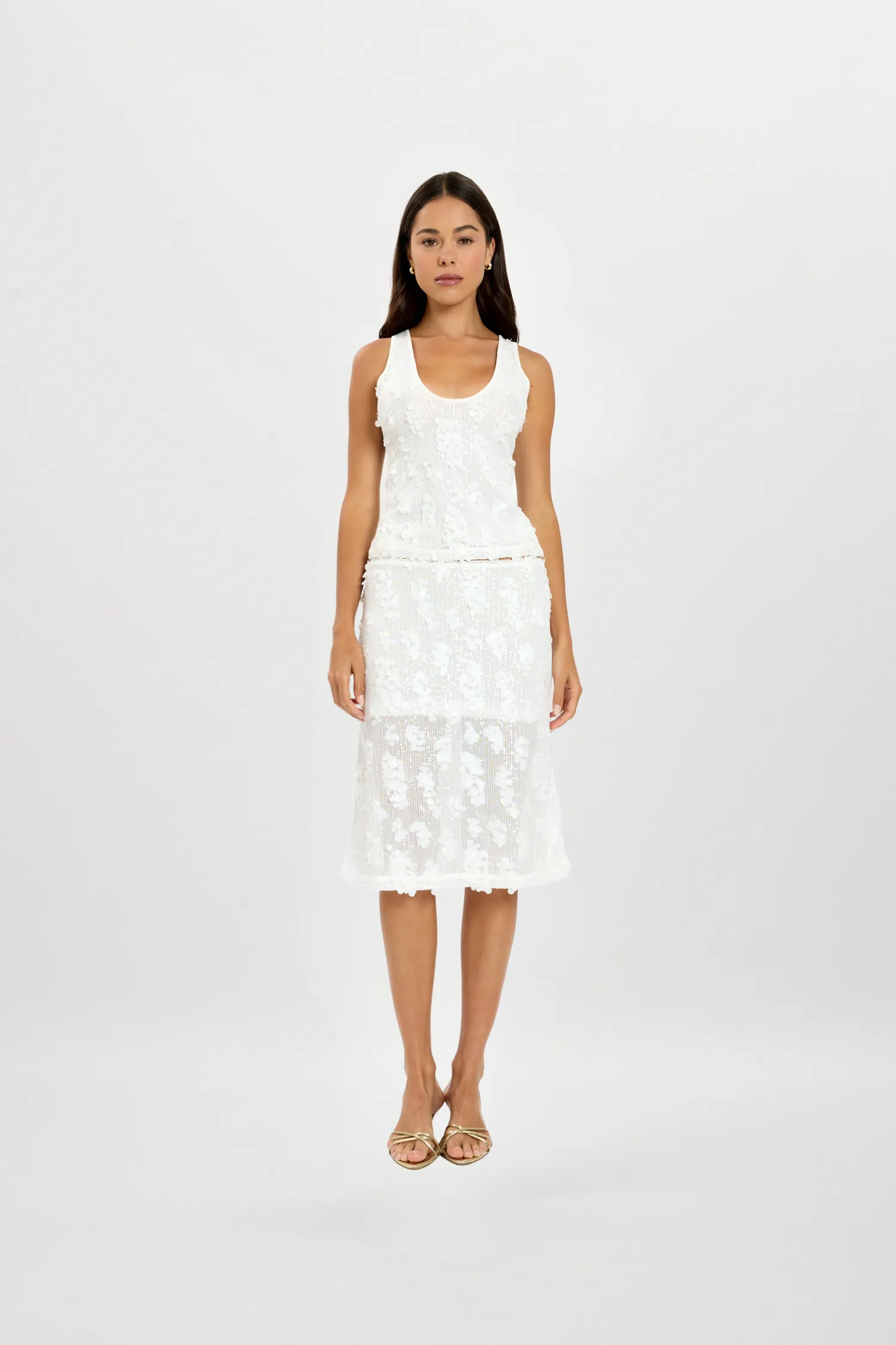 Midi Skirt | White Sequin sold by With Harper Lu