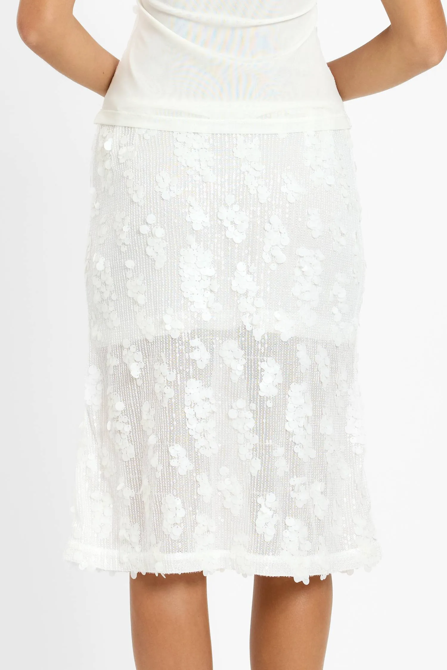 Midi Skirt | White Sequin sold by With Harper Lu product image thumbnail 5