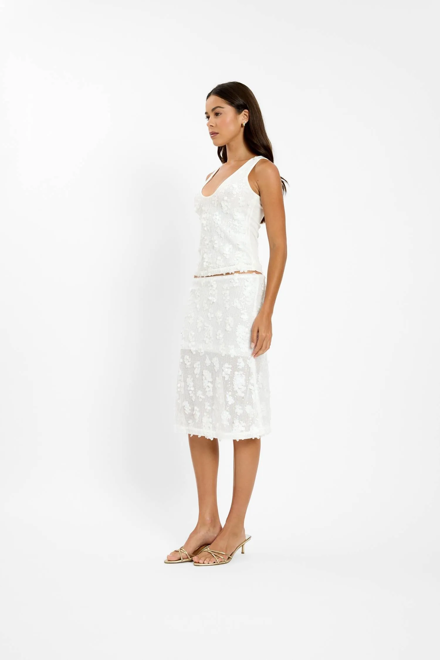 Midi Skirt | White Sequin sold by With Harper Lu product image thumbnail 4