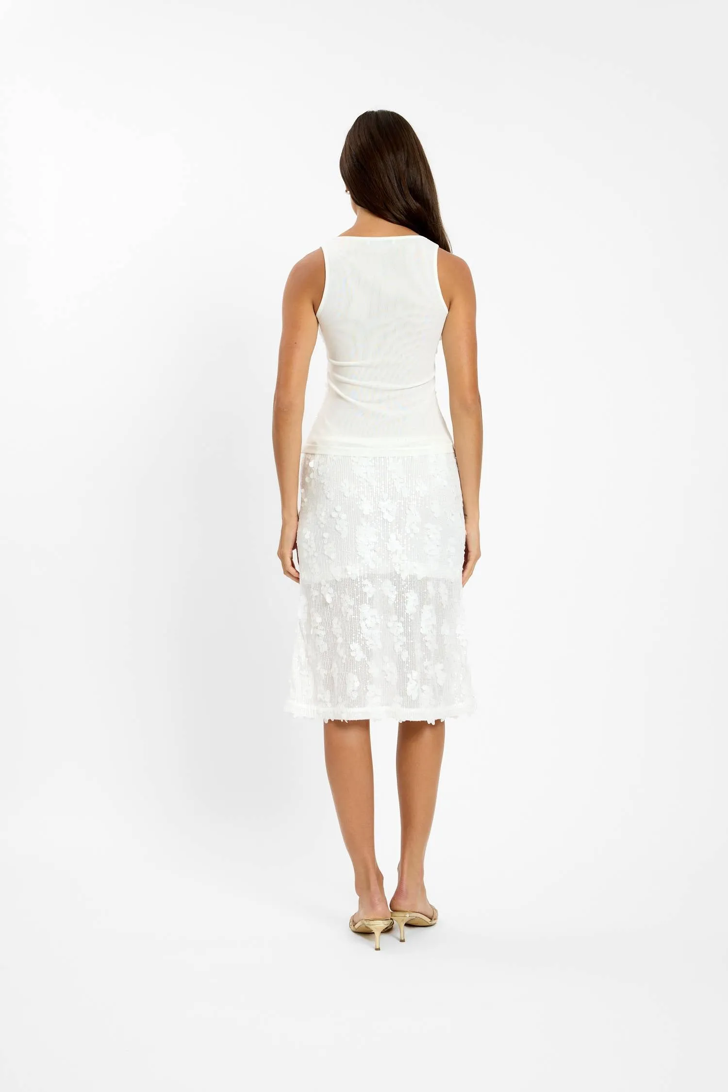 Midi Skirt | White Sequin sold by With Harper Lu product image thumbnail 2