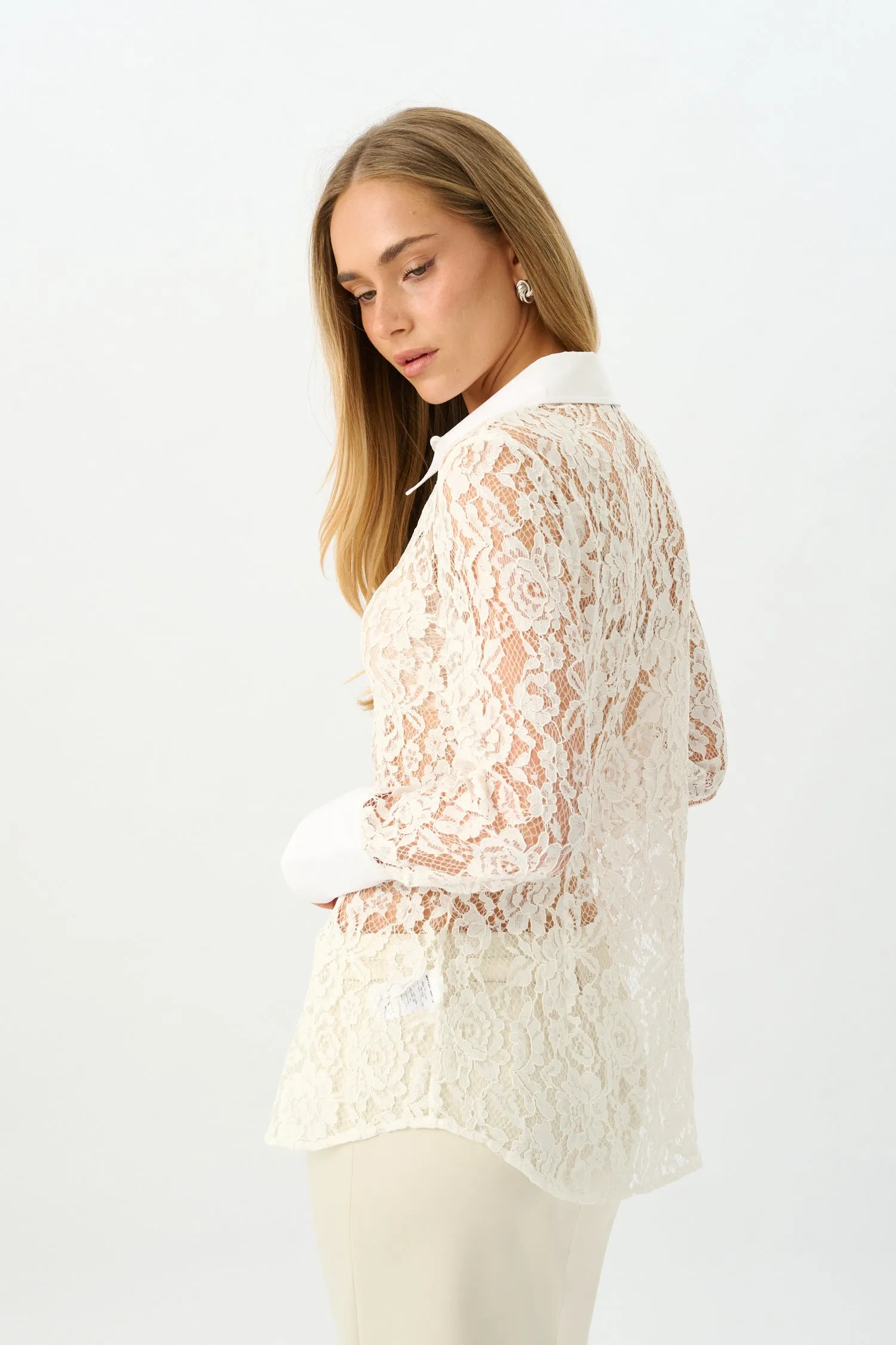 Gina Shirt | White Lace sold by With Harper Lu product image thumbnail 5