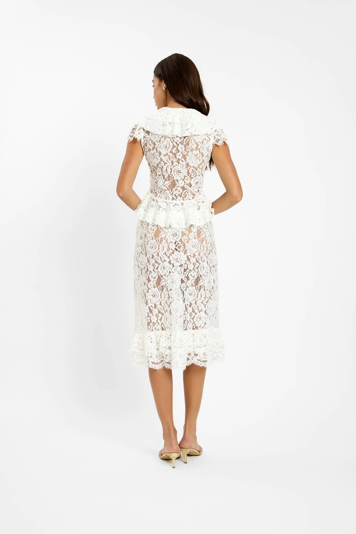 Frill Midi Skirt | White Lace sold by With Harper Lu product image thumbnail 2