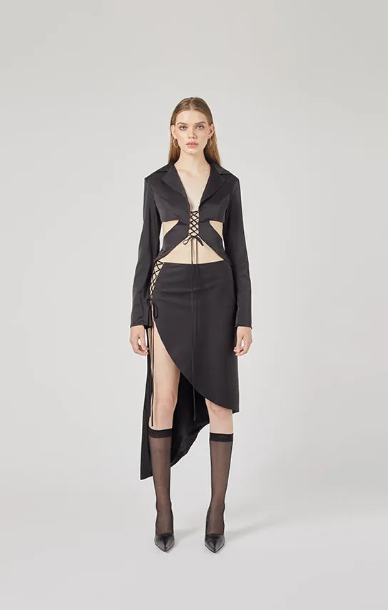 Butterfly Lace-Up Asymmetric Maxi Skirt sold by Stolen Stores