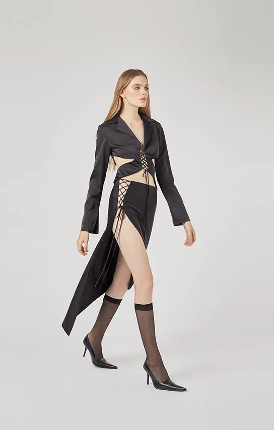 Butterfly Lace-Up Asymmetric Maxi Skirt sold by Stolen Stores product image thumbnail 4