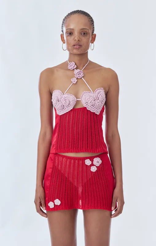 Ms. Heart Floral Crochet Bustier  (Two Tone) sold by Stolen Stores