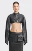 Faux Leather Racing Belt Crop Jacket sold by Stolen Stores