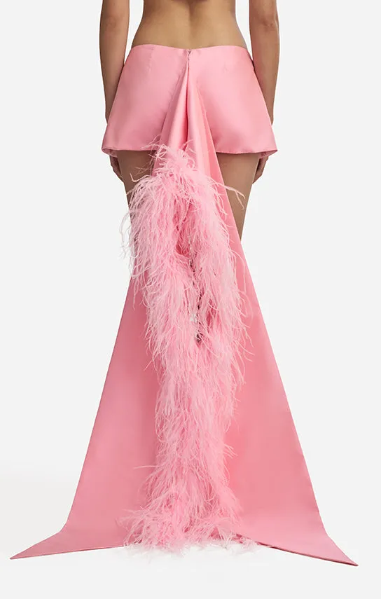 Feather Trimmed Thai Silk Mini Skirt sold by Stolen Stores product image thumbnail 3