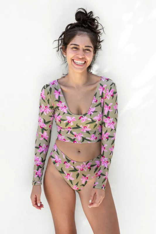 Lou - Long Sleeve Surf Crop Top sold by Lokahi Swimwear