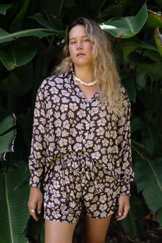 Zephyr Shirt - Brown Tropics sold by Lokahi Swimwear