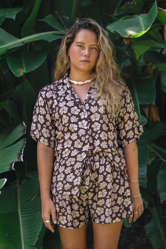 Jay Shirt - Brown Tropics sold by Lokahi Swimwear
