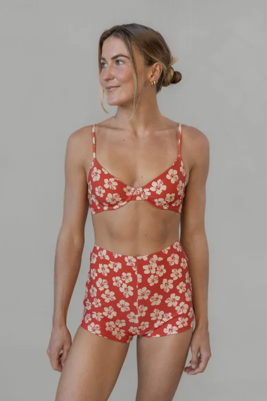 Lili Top - Burnt Hibiscus sold by Lokahi Swimwear