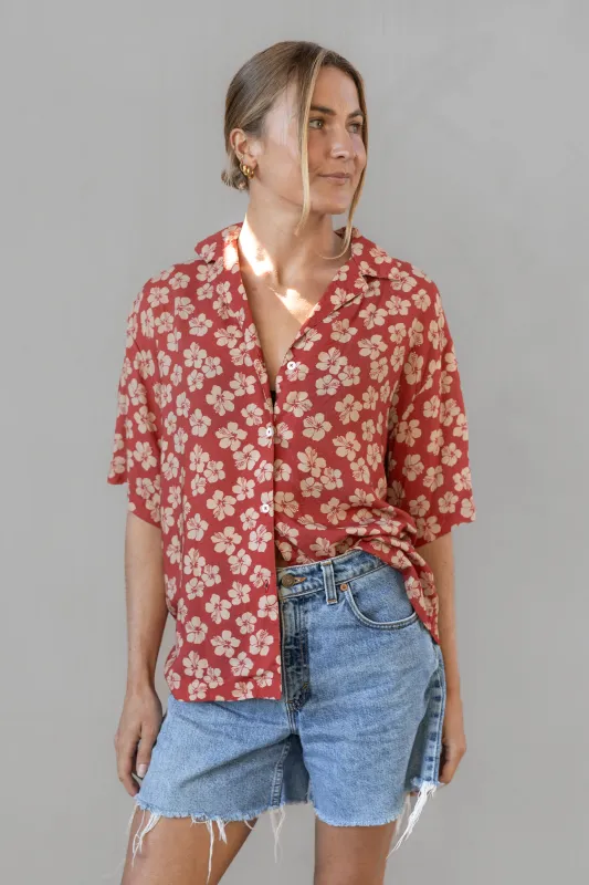Jay Shirt - Burnt Hibiscus sold by Lokahi Swimwear