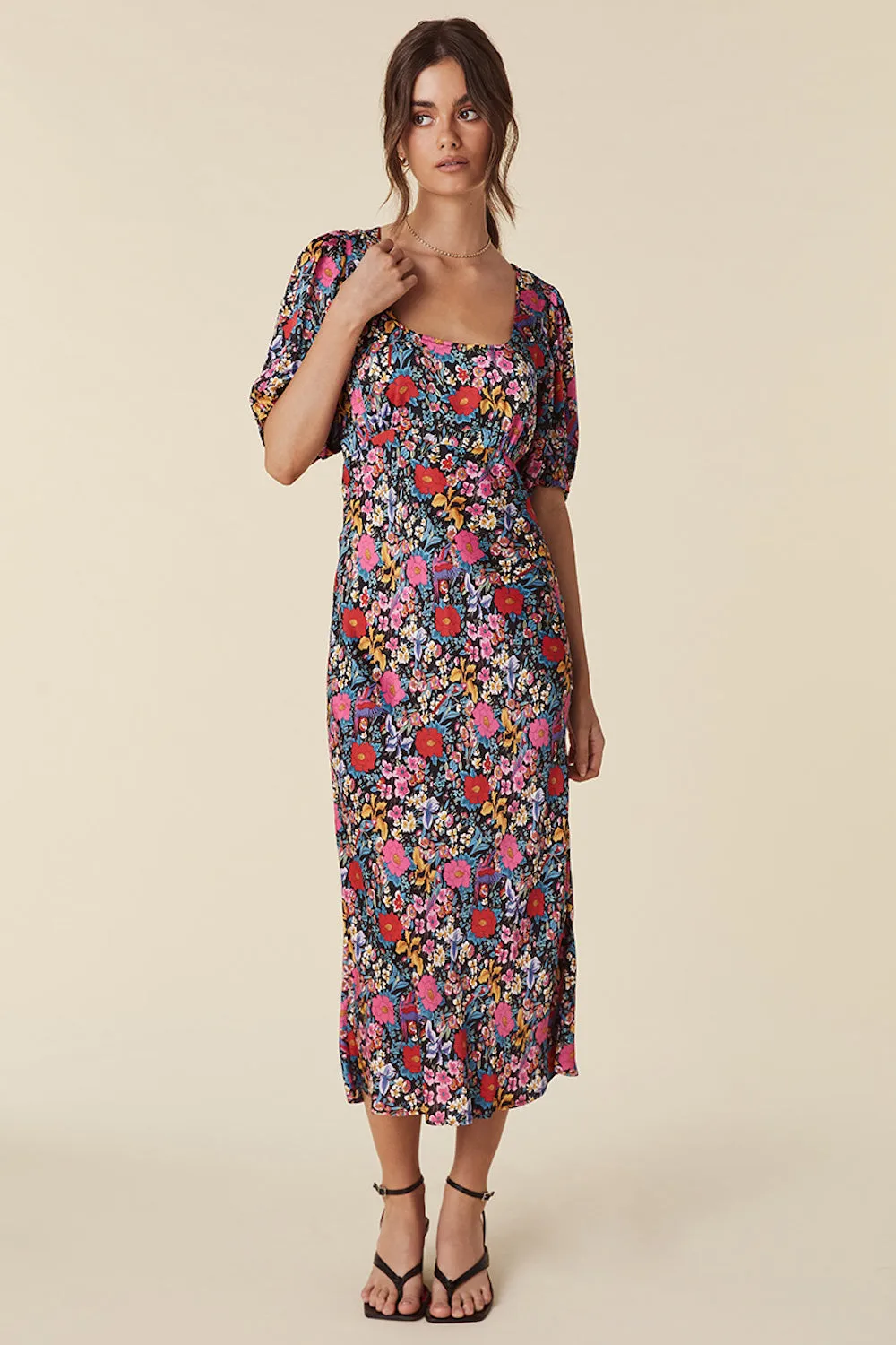 SPELL Last Drinks Bias Midi Dress in Evening Floral- Last One sold by Society Bikini product image thumbnail 2