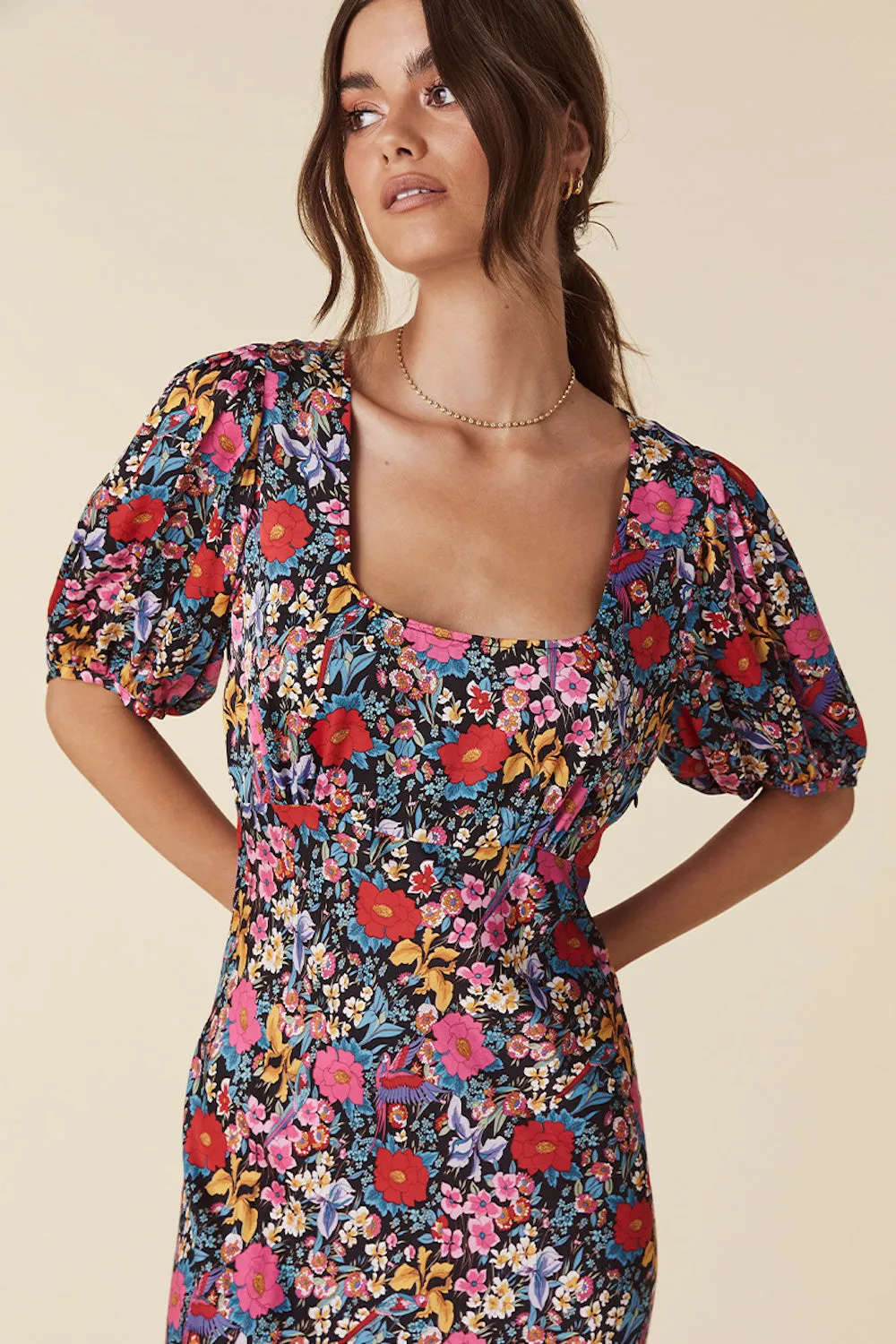 SPELL Last Drinks Bias Midi Dress in Evening Floral- Last One sold by Society Bikini product image thumbnail 3