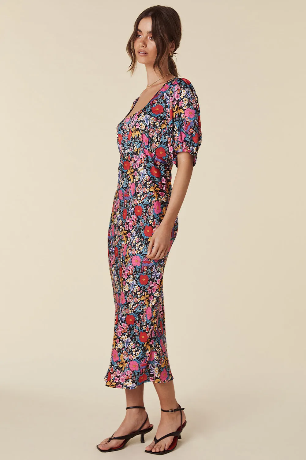 SPELL Last Drinks Bias Midi Dress in Evening Floral- Last One sold by Society Bikini product image thumbnail 4