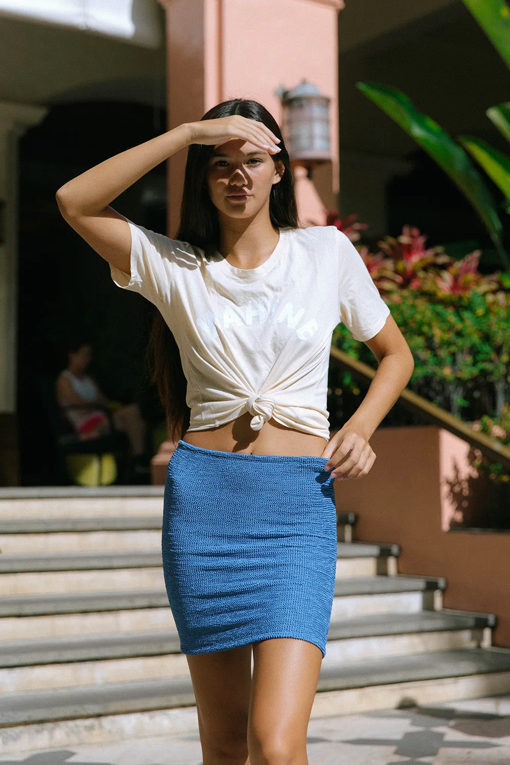 Hunza G Mini Skirt in Metallic Denim- Last One sold by Society Bikini product image thumbnail 3