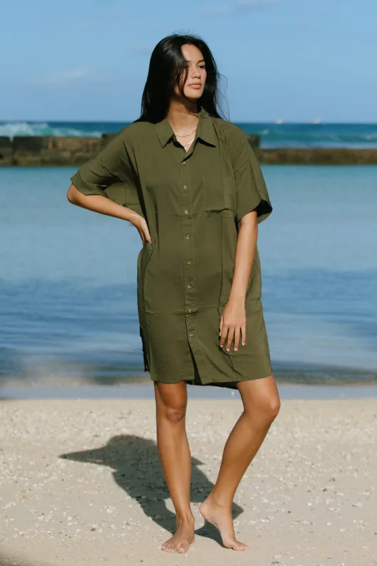 Mai Dylan Dress in Olive- Last One made by Society Bikini