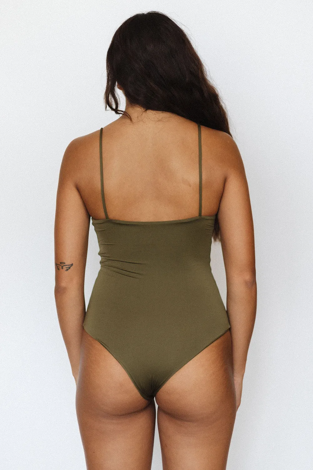 Mai Deluxe Everyday Bodysuit in Olive sold by Society Bikini product image thumbnail 3