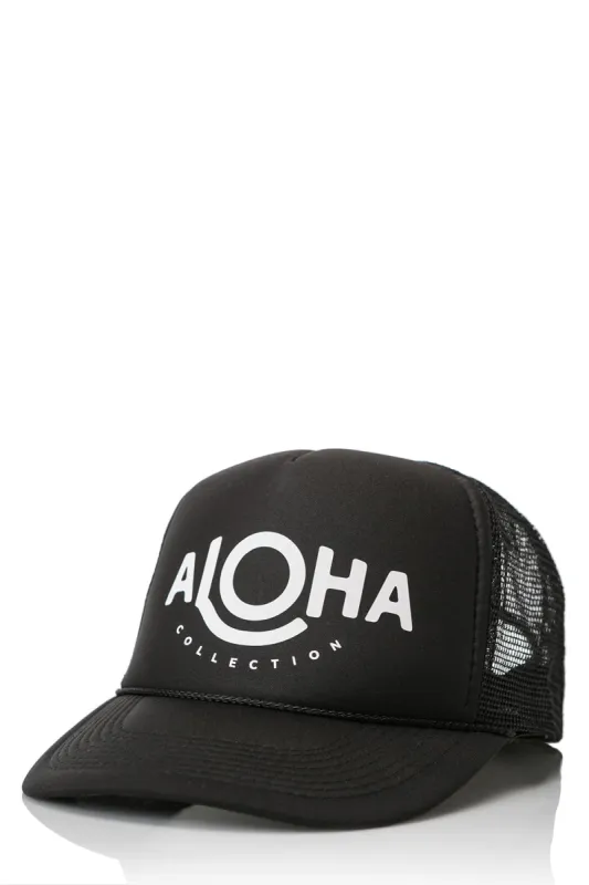 Aloha Collection Trucker Hat in Black sold by Society Bikini