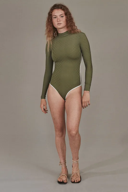 ACACIA Ehukai Piped Check One Piece in Peyote- Last One sold by Society Bikini