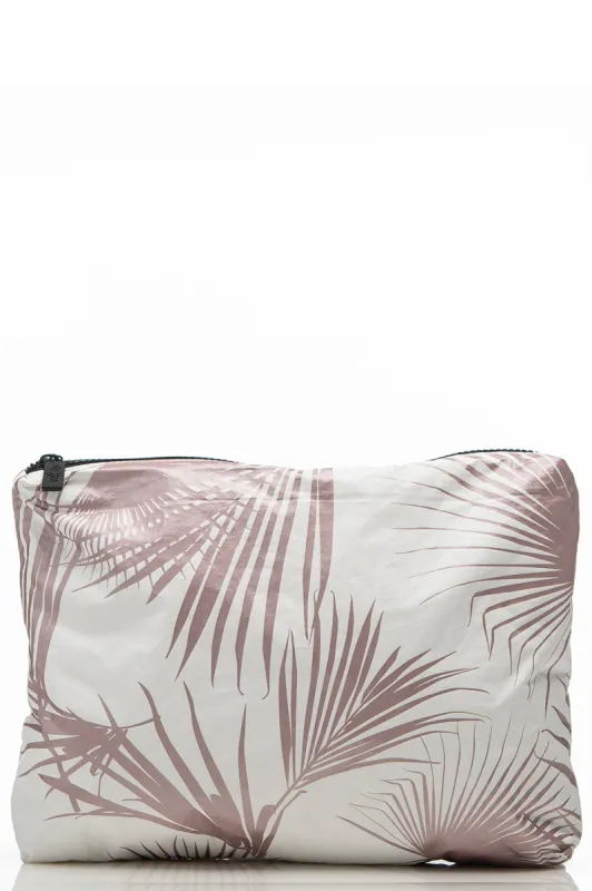 ALOHA Collection Mid Day Palms Pouch in Rose Gold sold by Society Bikini